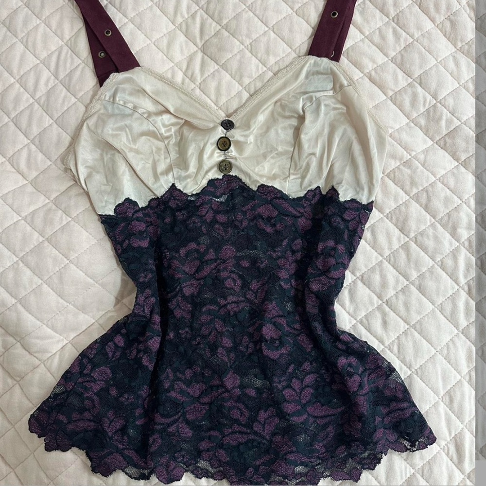 Cream and Purple Lace Camisole